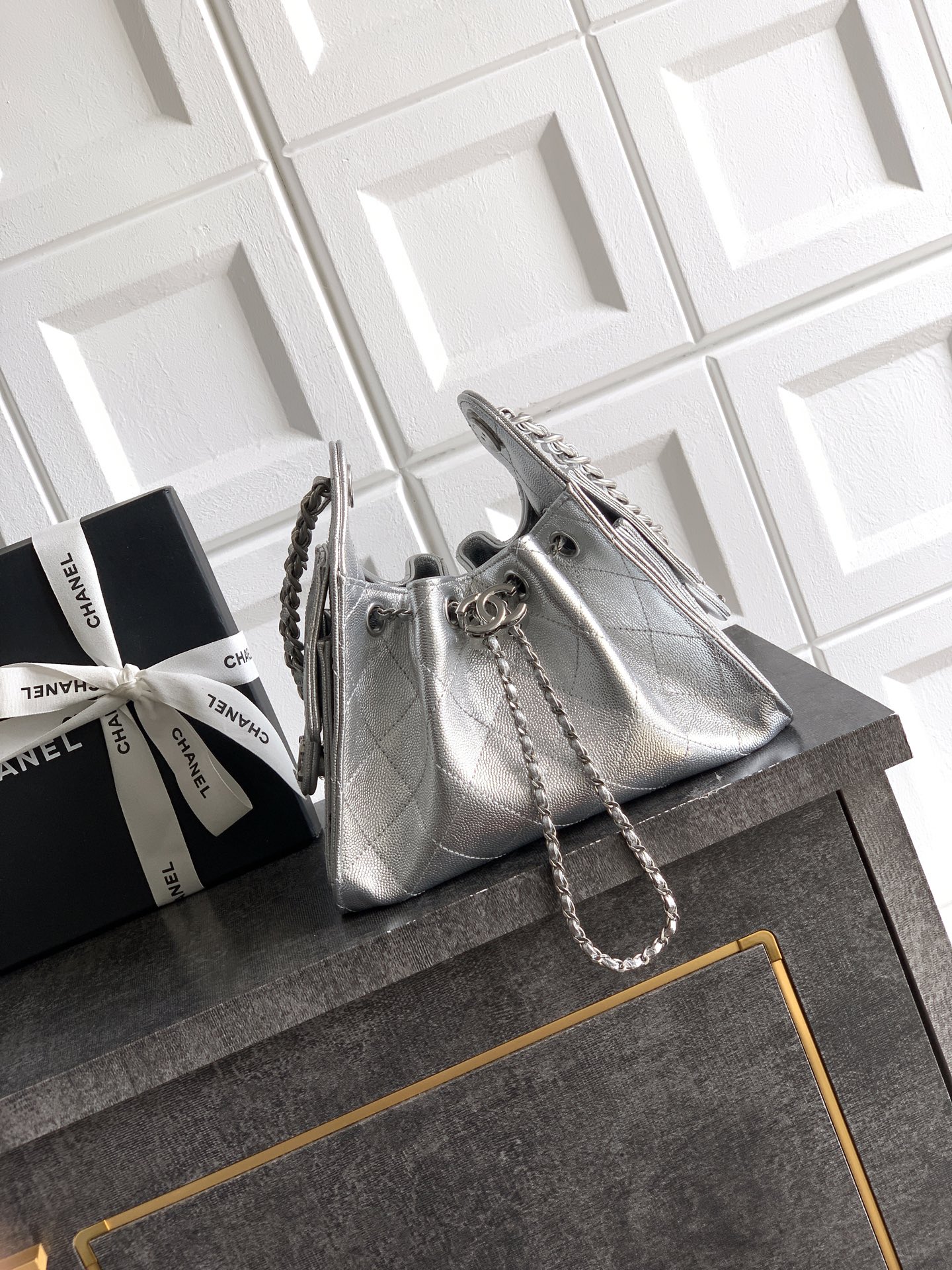 Chanel Basic Bag Silver M-l