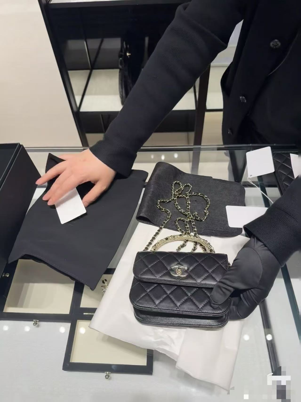 Chanel Basic Bag Cow Leather Black M-l