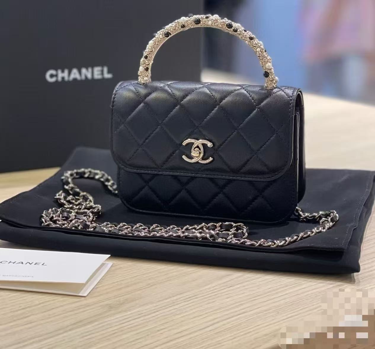 Chanel Basic Bag Cow Leather Black M-l