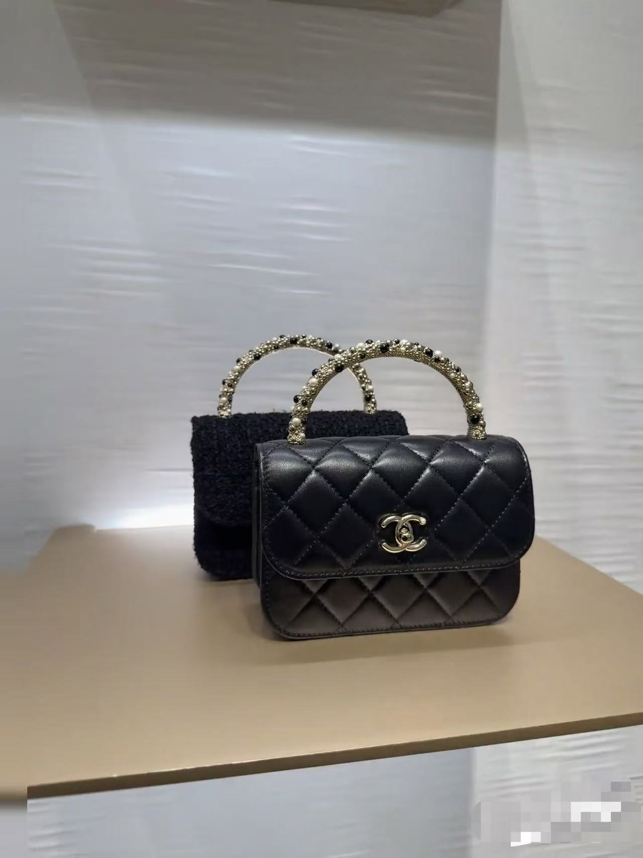 Chanel Basic Bag Cow Leather Black M-l