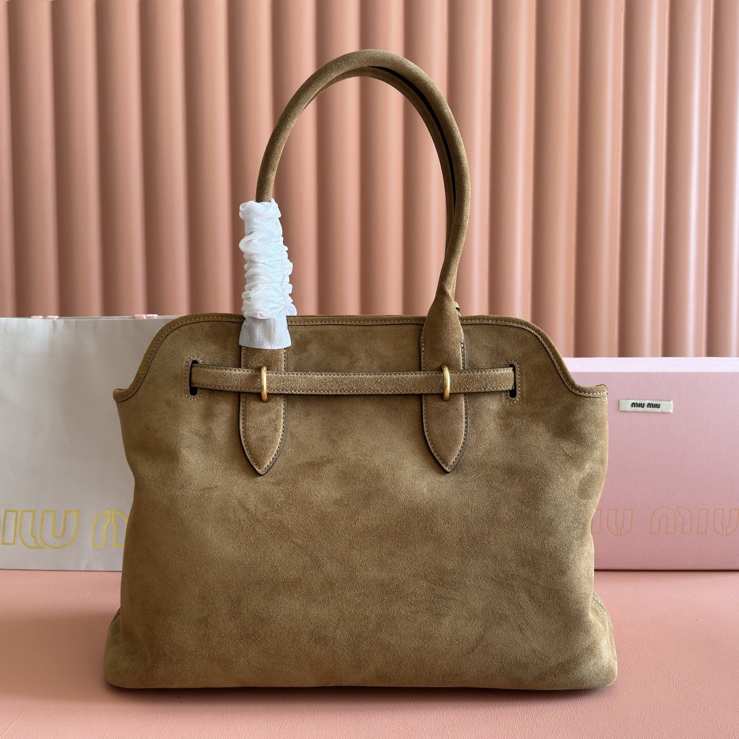 Miu Miu Female Tote Bag Sheepskin Gold M-13cm