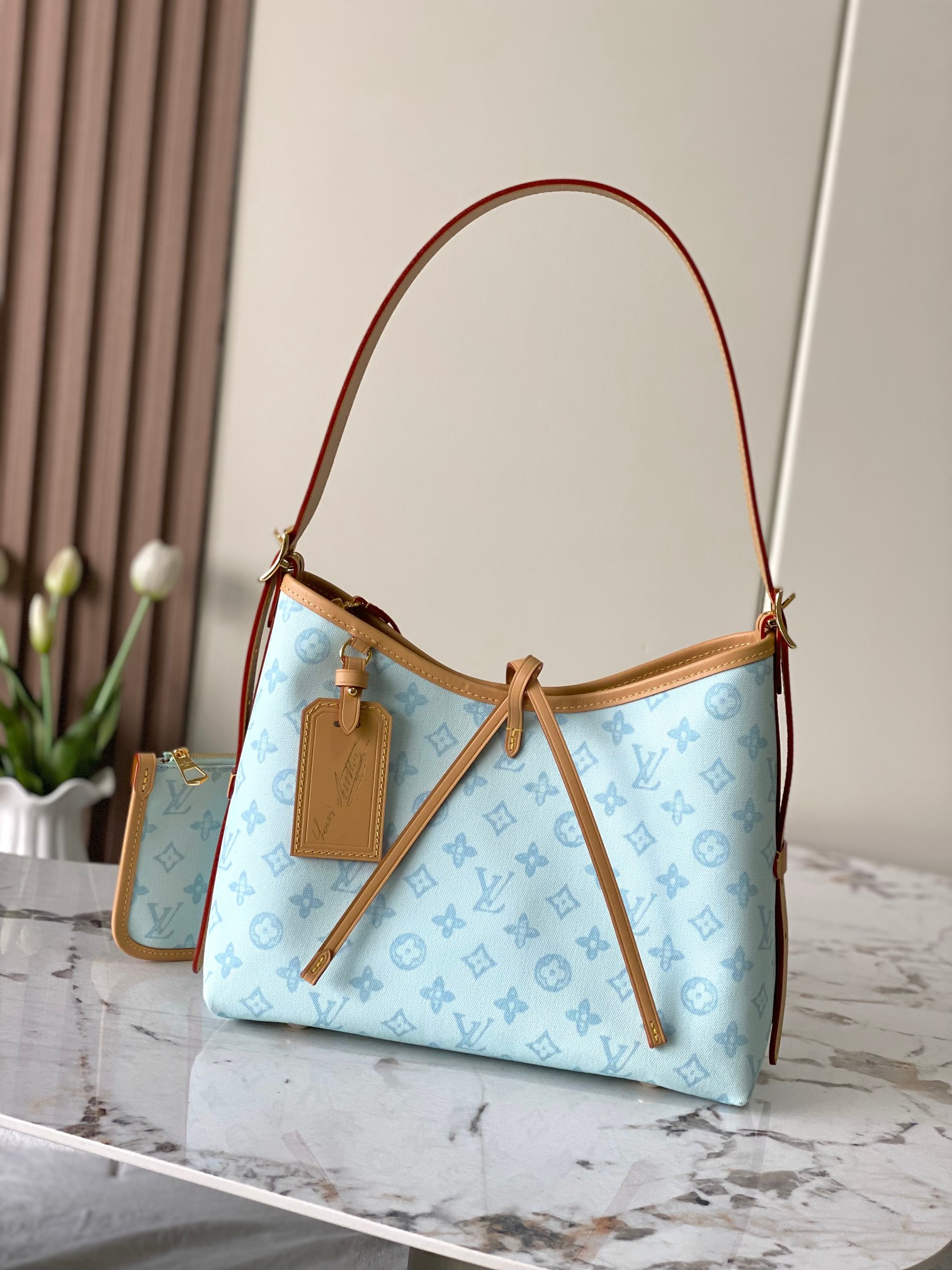 Louis Vuitton Basic Bag Cow Leather Blue M-l