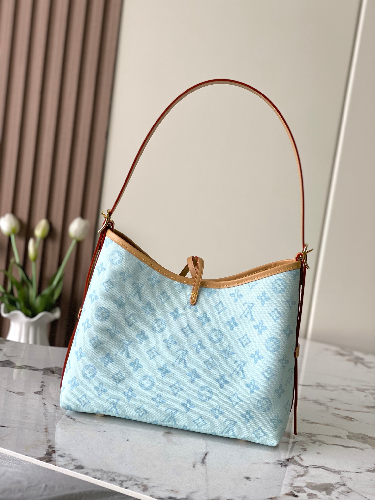 Louis Vuitton Basic Bag Cow Leather Blue M-l