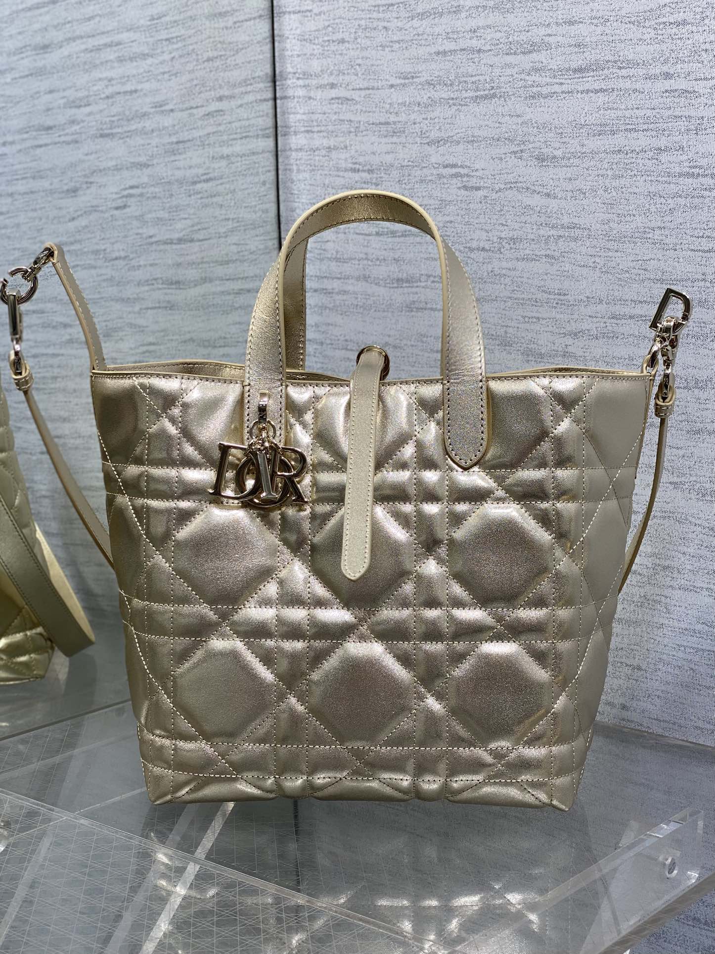 Basic Bag Cow Leather Gold Foldable S-22cm