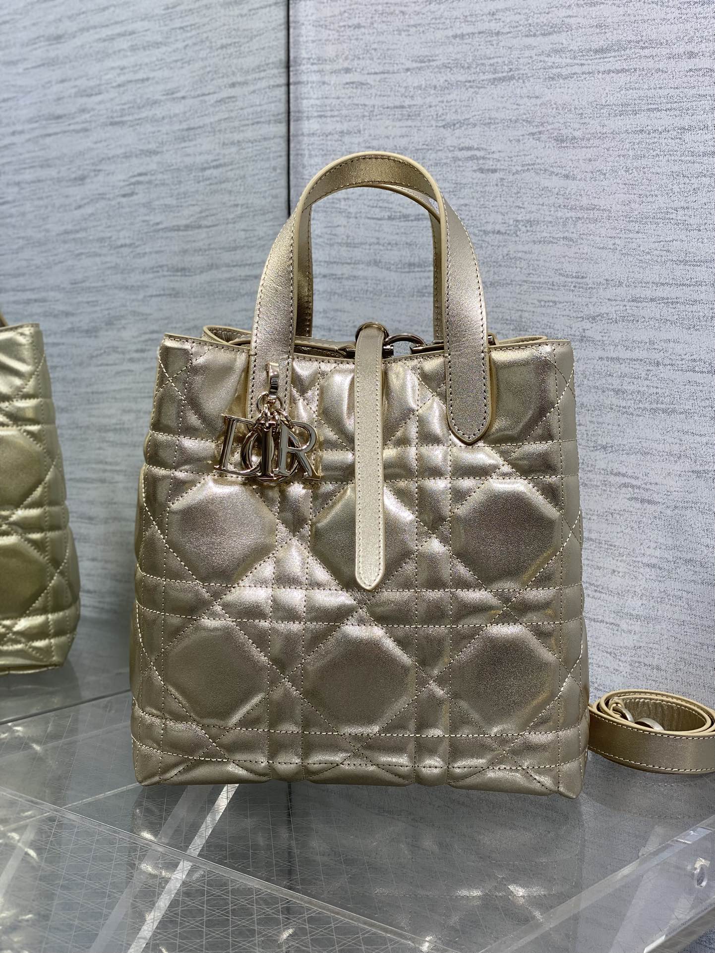 Basic Bag Cow Leather Gold Foldable S-22cm