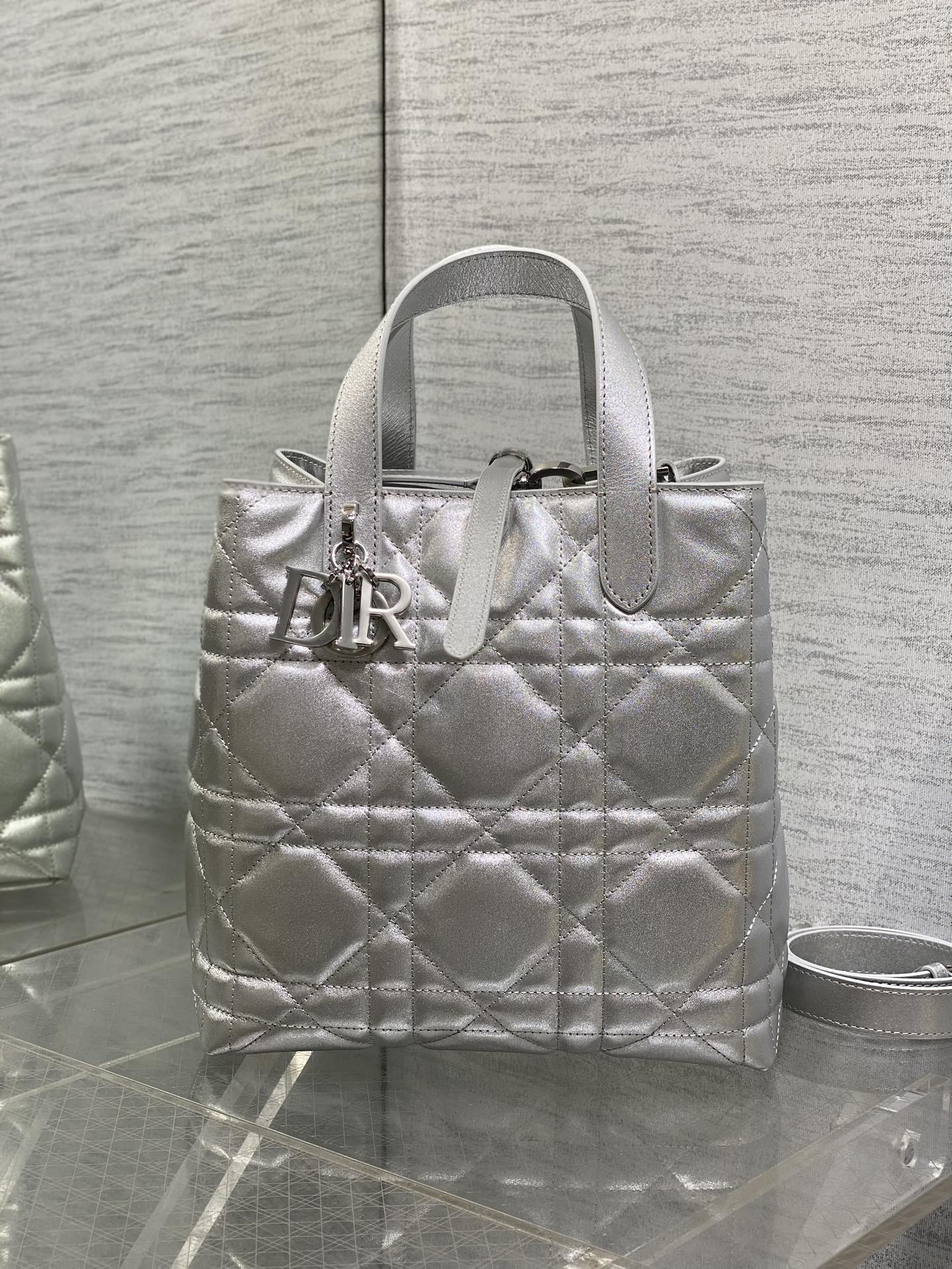 Basic Bag Cow Leather Silver Foldable S-22cm