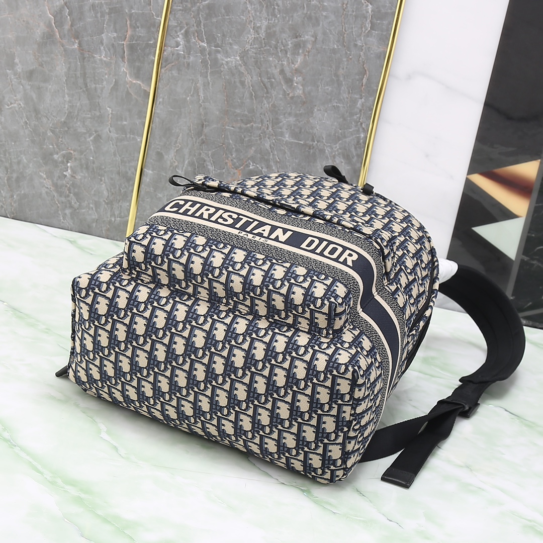 Dior Shoulder Bag Canvas Blue M-l-s