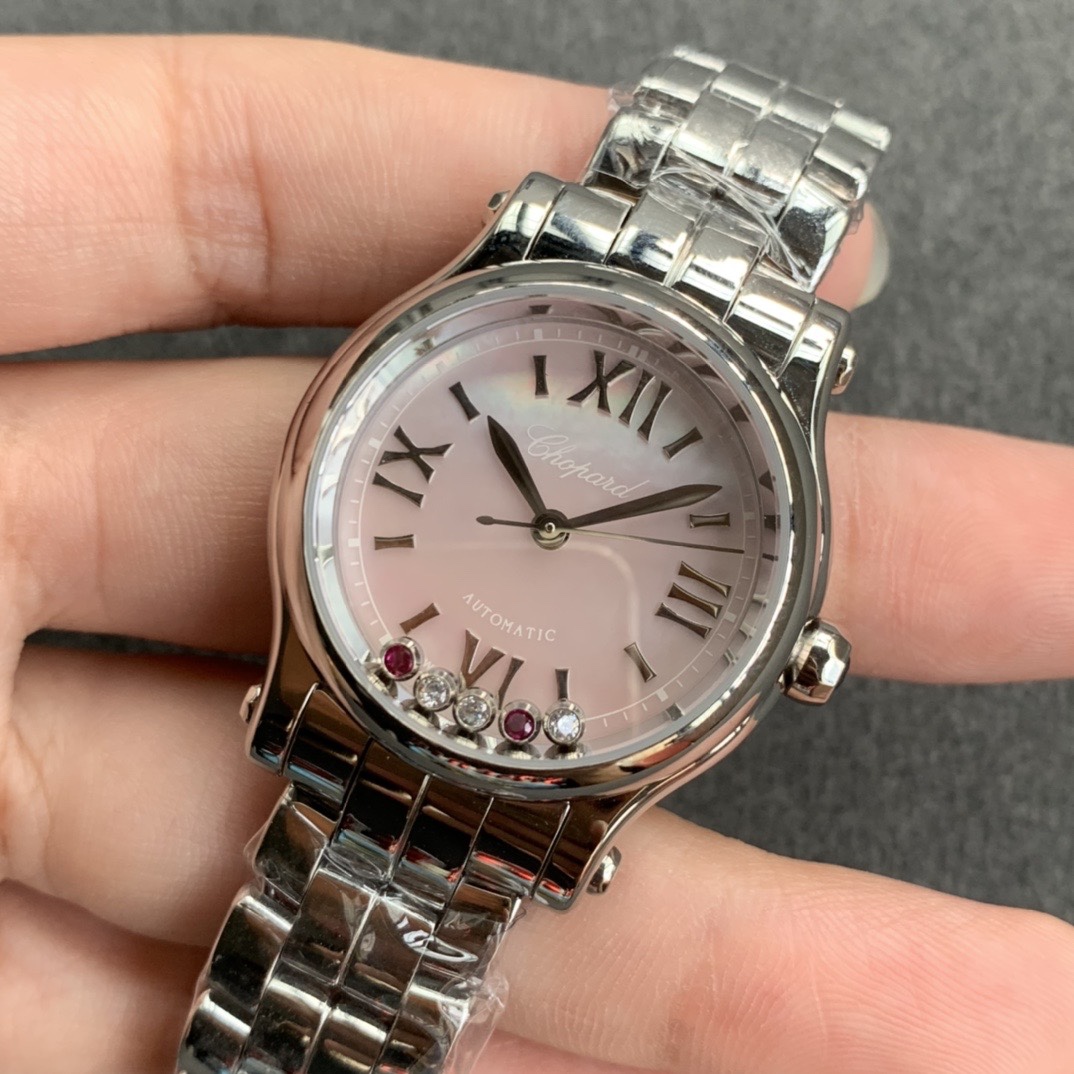 Chopard yf Small Sizeno Calendarhappy Diamonds Size30 mm case Diameter 2892 movement Steel Strapcolorfulchristmas Theme New Year Diamond