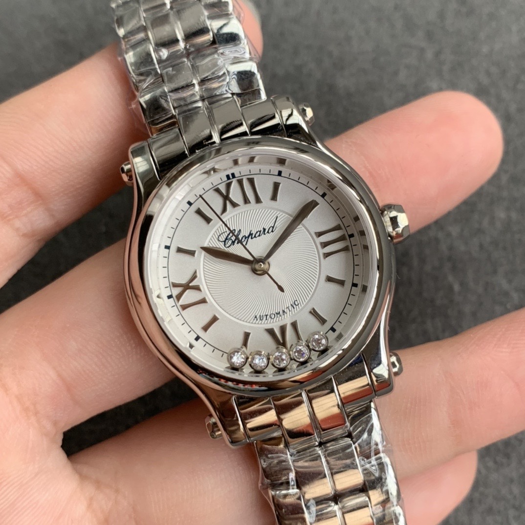 Chopard yf Small Sizeno Calendarhappy Diamonds Size30 mm case Diameter 2892 movement Steel Strapcolorfulchristmas Theme New Year Diamond