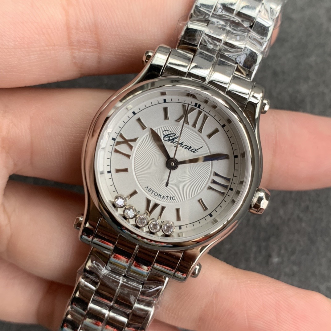 Chopard yf Small Sizeno Calendarhappy Diamonds Size30 mm case Diameter 2892 movement Steel Strapcolorfulchristmas Theme New Year Diamond