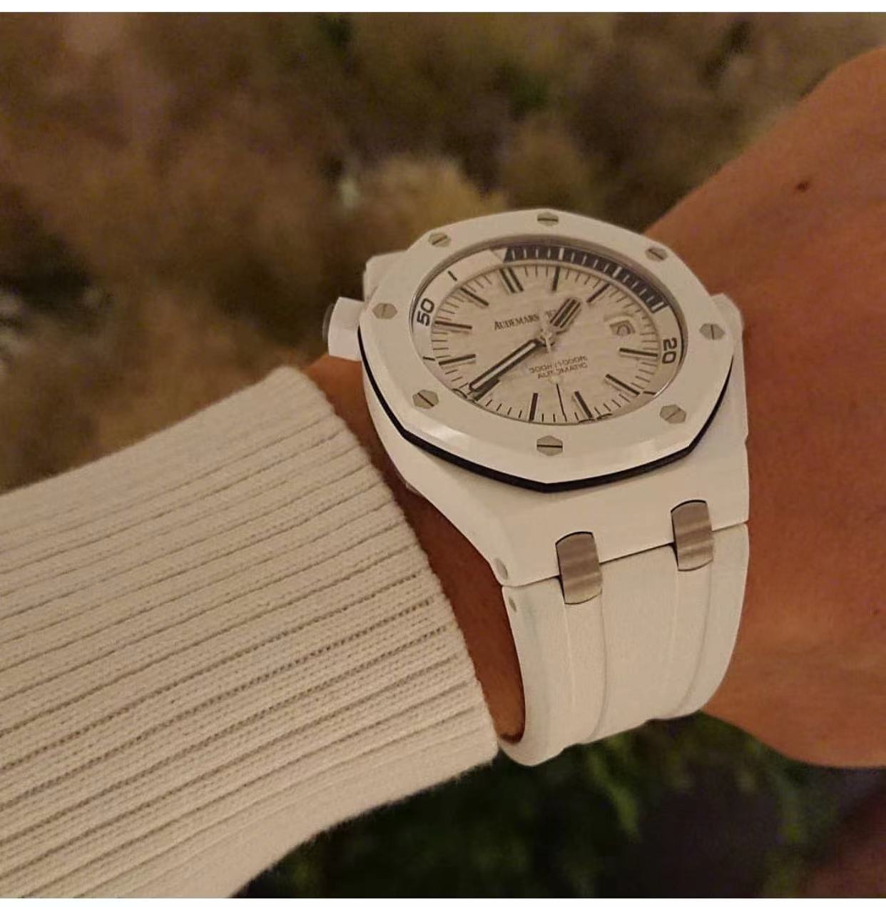 Audemars Piguet Aps 15707ce 3120 1 Watch Case: Ceramic, ,ceramicwatch 9 2 Diamond 3 Dial 15 Chronograph Hands, Markers 60-15 Original 4 Strap