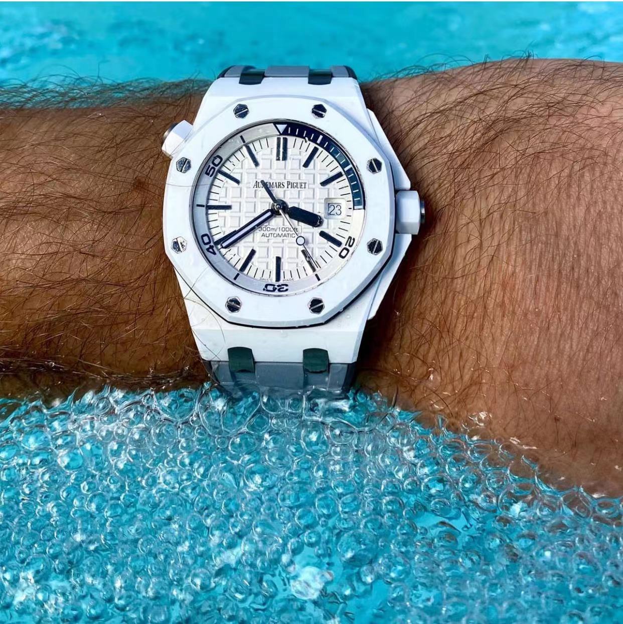 Audemars Piguet Aps 15707ce 3120 1 Watch Case: Ceramic, ,ceramicwatch 9 2 Diamond 3 Dial 15 Chronograph Hands, Markers 60-15 Original 4 Strap