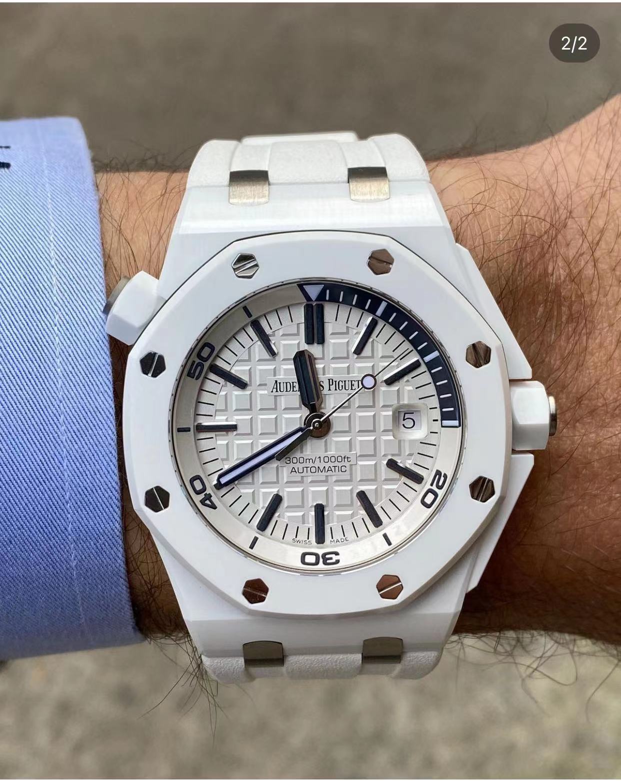 Audemars Piguet Aps 15707ce 3120 1 Watch Case: Ceramic, ,ceramicwatch 9 2 Diamond 3 Dial 15 Chronograph Hands, Markers 60-15 Original 4 Strap