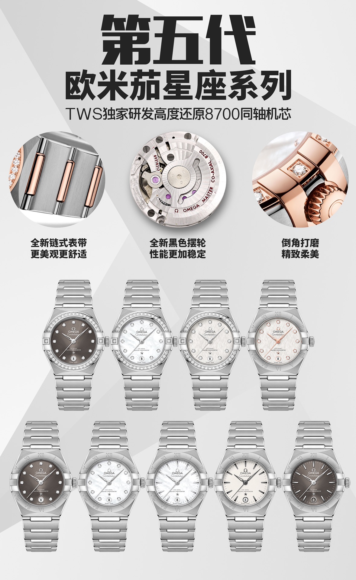 Omega 29 mm Tws Factory Original Mold Opening 24 ①tws 8700 Movement, ②watch Casewatch Strap 316l Cnc ③ Watch ④watch Clasp 2 ⑤ ⑥