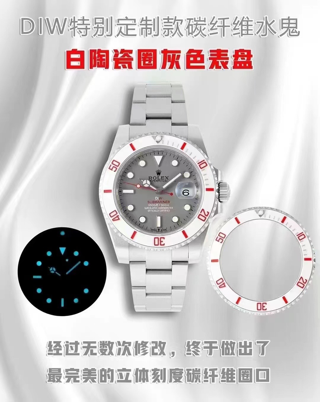 Rolex Rolexrolex Diw Submariner Parakeet Sub Watch Dial,diw Luminous 904l Case ,titanium 3135 movement