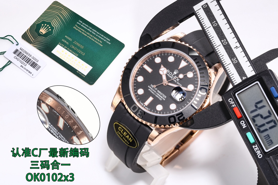 Rolex Clean ,c 42 mm 226659 2836 Nfc ,movement Ceramic Yacht-master Vs Genuine Cf Vsf Ym Watch Case Original Hands vswatch Clasp / / Ok0102x3,c Au750