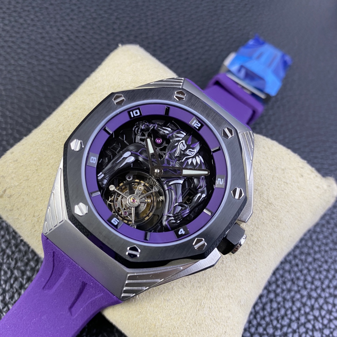 Audemars Piguet Ap 26620 250 black Panther 1 Watch Dial Strap 2 30 3 Titaniumwatch Case, Ceramic ,diameter44 6 3d Hands, 2965manual Windingmovement, 28800, 75 Clasp