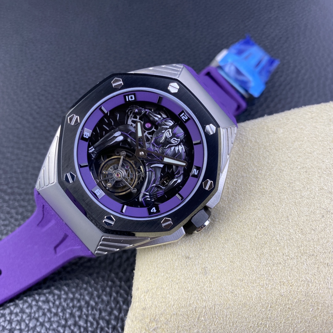 Audemars Piguet Ap 26620 250 black Panther 1 Watch Dial Strap 2 30 3 Titaniumwatch Case, Ceramic ,diameter44 6 3d Hands, 2965manual Windingmovement, 28800, 75 Clasp
