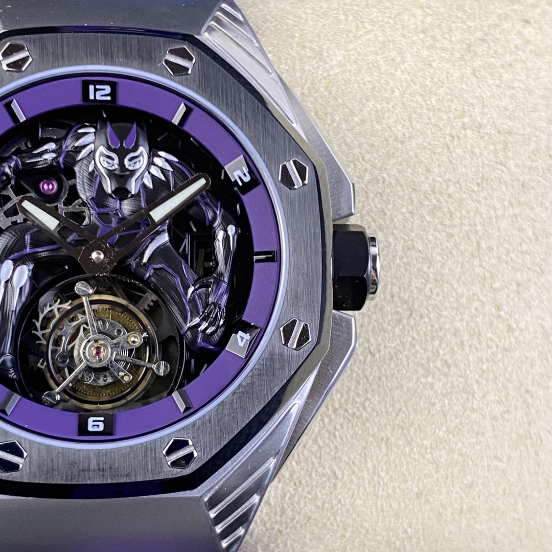 Audemars Piguet Ap 26620 250 black Panther 1 Watch Dial Strap 2 30 3 Titaniumwatch Case, Ceramic ,diameter44 6 3d Hands, 2965manual Windingmovement, 28800, 75 Clasp