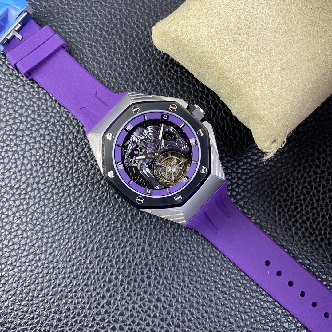 Audemars Piguet Ap 26620 250 black Panther 1 Watch Dial Strap 2 30 3 Titaniumwatch Case, Ceramic ,diameter44 6 3d Hands, 2965manual Windingmovement, 28800, 75 Clasp