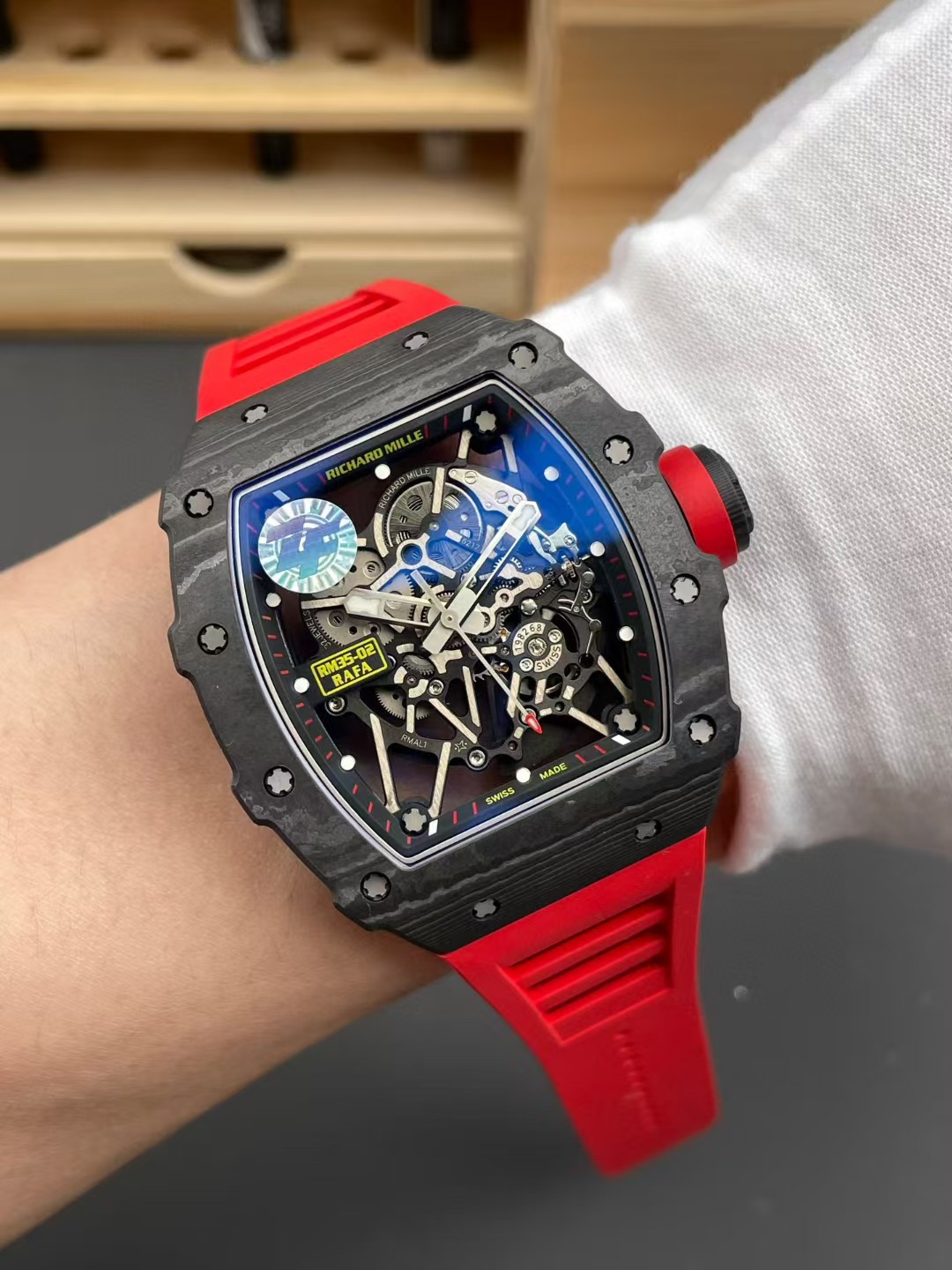 Richard Mille Zf.fatcory Rm35-02 1watch Case, Tptquartz ,size49.5 mm ,thickness 45μm 45 120 Proart Quartz 2movement, Calibre Rmal1 Movement,movement Pvd/titaly 28800vph, 55 Zf Rmal1 Movement, 2