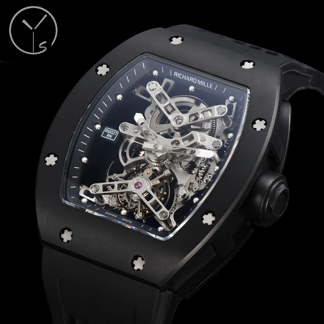Richard Mille Ys Rm027, Millerm 027 Movement, Rm027 43 mm 50 ,5 Titanium Watch Case, 30, 40, Strap, 95 Rm027, Factory