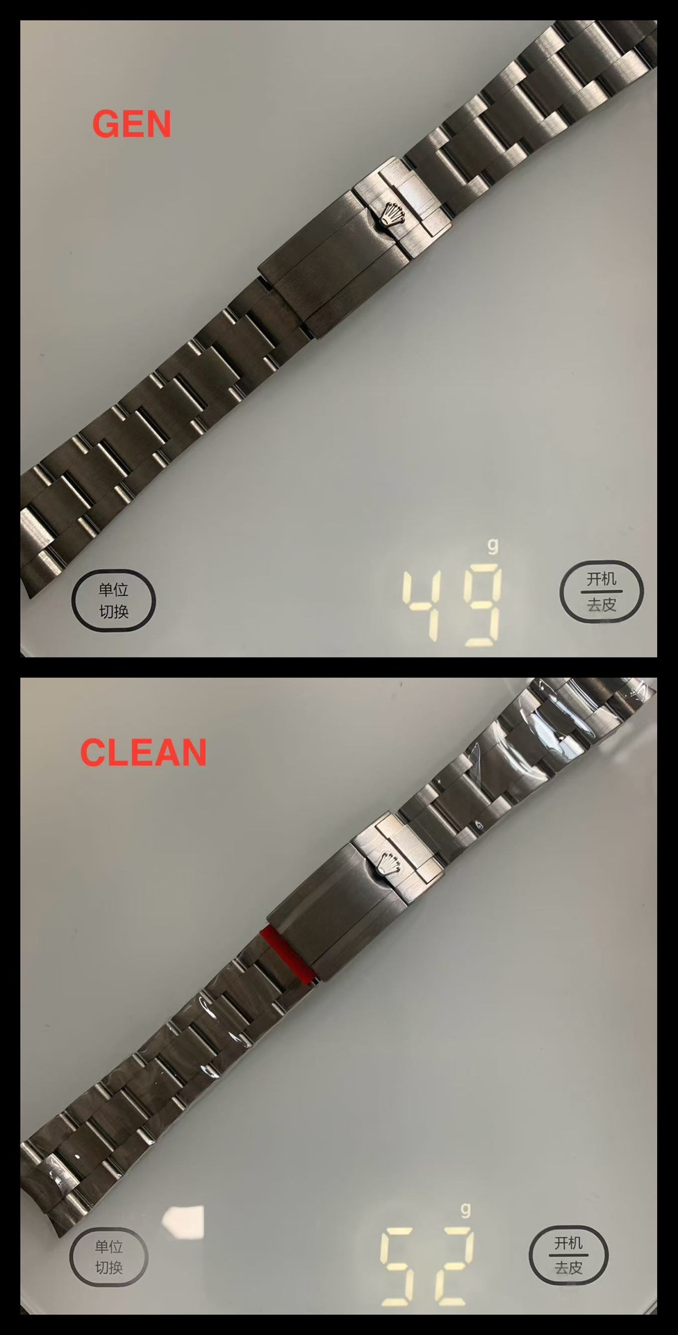 Rolex Clean 226627 Watch Strap Ceramic 06 / ,pp 316,rolex 904l. 57g. 49g Clean:52g 2g Clasp 2-3g Case Hands