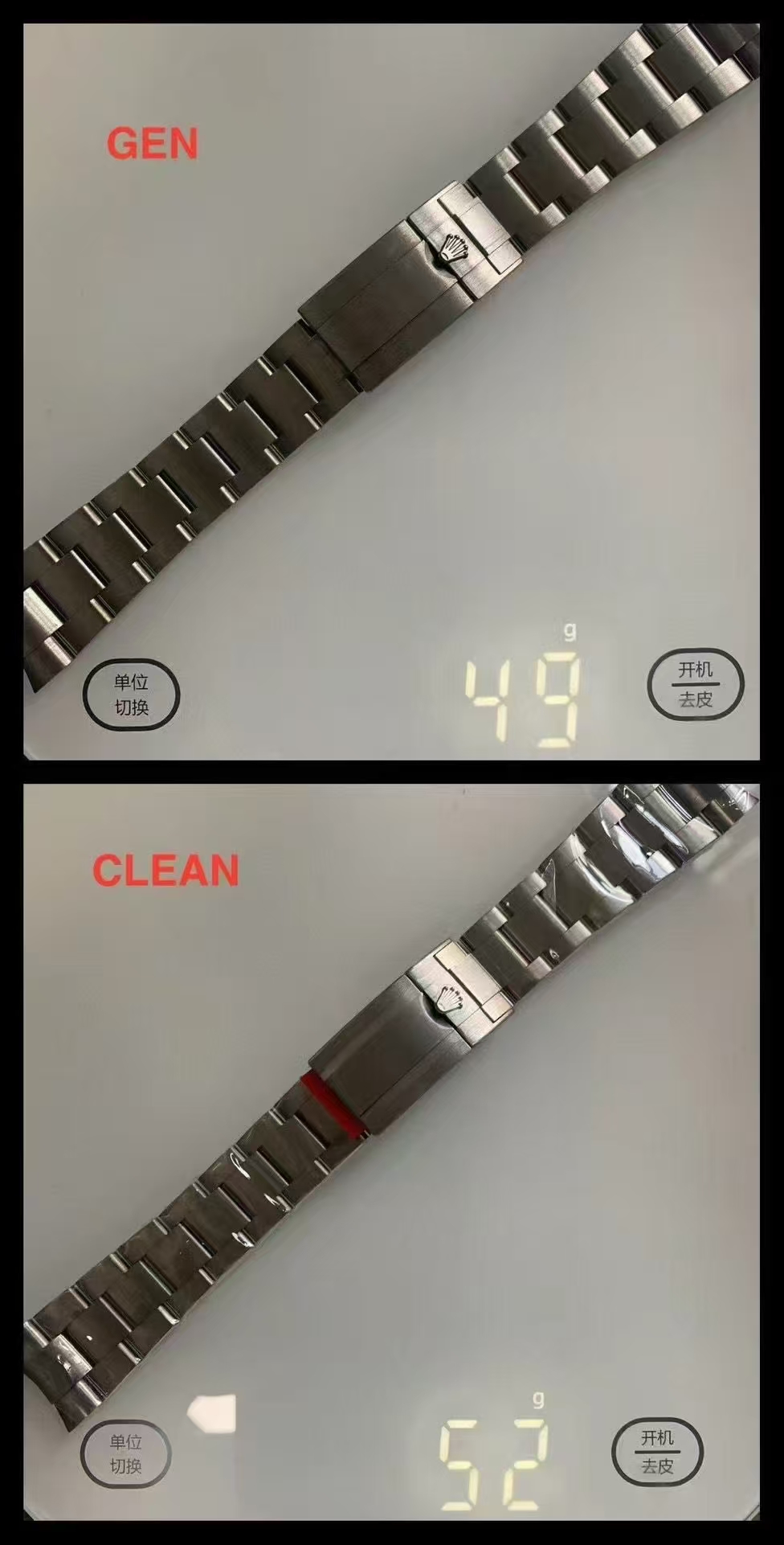 Rolex Clean 226627 Watch Strap Ceramic 06 / ,pp 316, 904l. 57g. 49g Clean:52g 2g Clasp 2-3g Case Hands