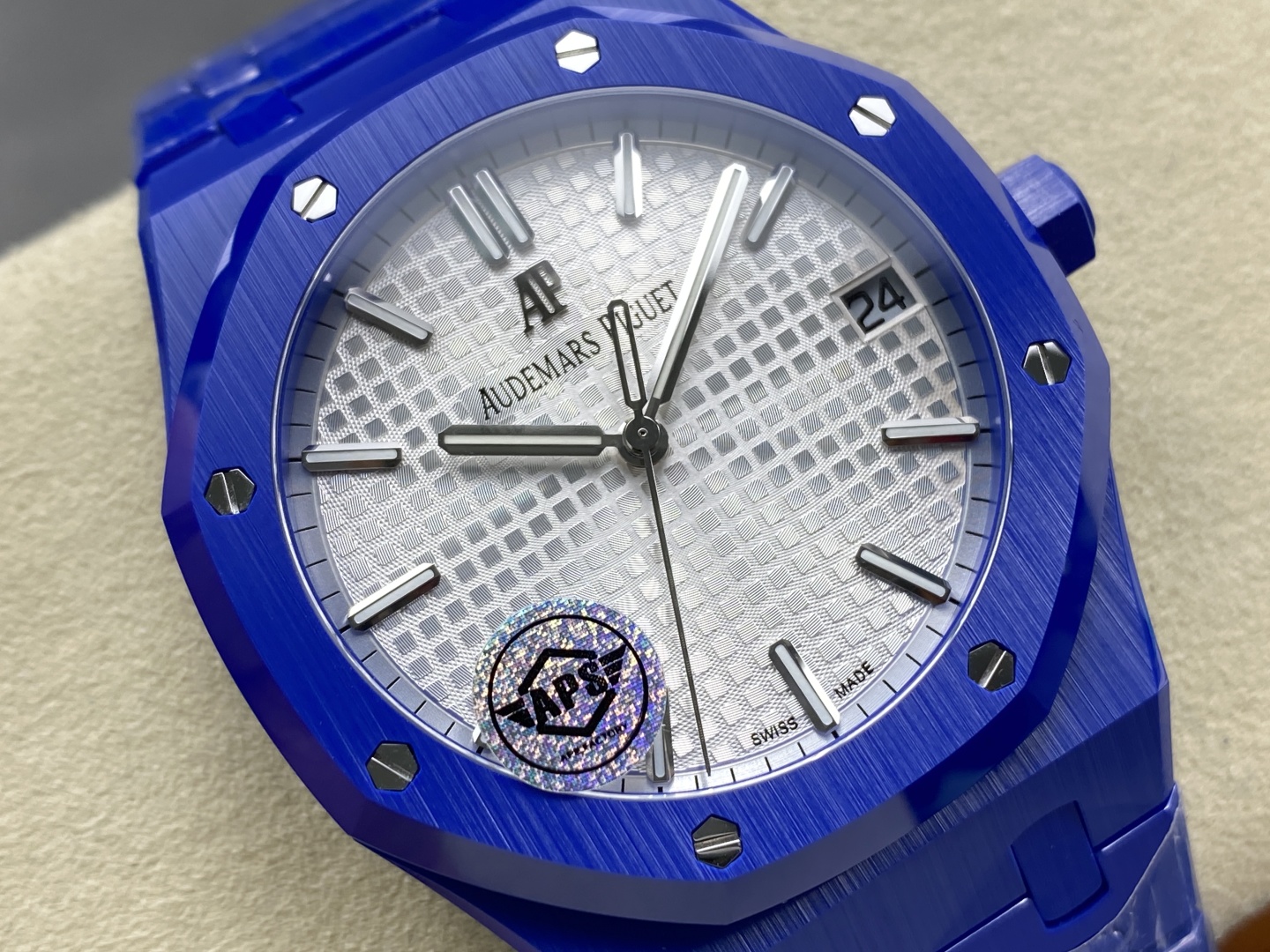 Audemars Piguet Aps Ap 15500 Ceramic Cal.4302 Stainless Steel, Watch Case Strap :apswatch tapisserie Dial,ceramic Casethickness 5