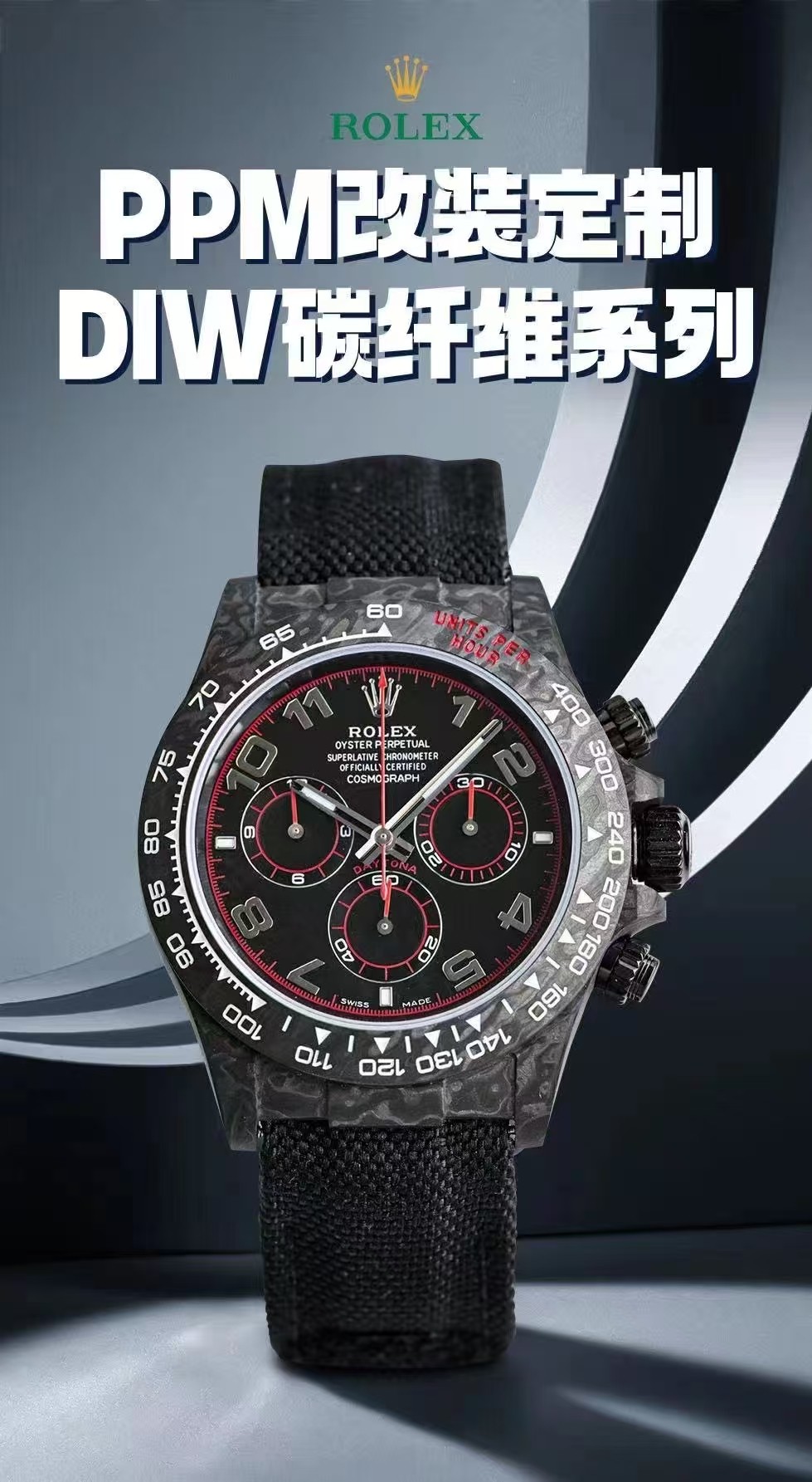 Rolex Ppm Diw ①movement: 4130/4801/4802 movement Diameter: 40 mm Size 50gram, ③watch Case .watch ④watch Strap Clasp ⑤ diamond