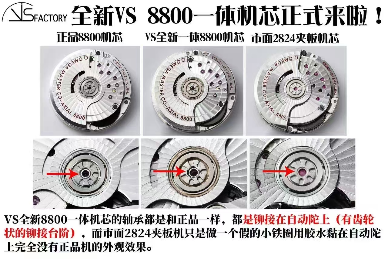 Omega Vs 007--v4 8800 Movementvs movement ①vs ②vs 52 2824 movement41 11 55 ③ ①vs 8800diameter 5 mm ,thickness4.65 0 Mmthickness5.6 ②movement