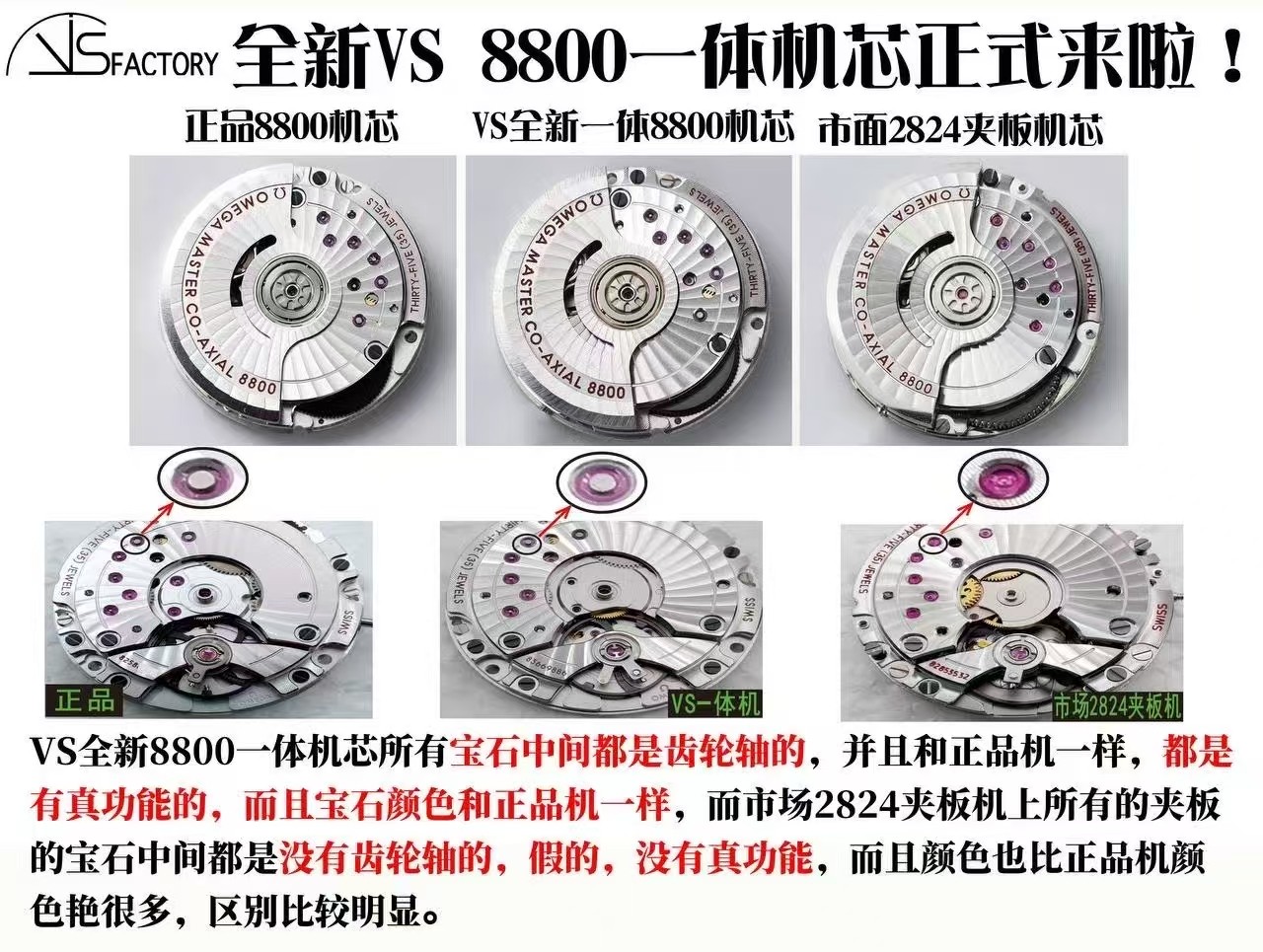 Omega Vs 007--v4 8800 Movementvs movement ①vs ②vs 52 2824 movement41 11 55 ③ ①vs 8800diameter 5 mm ,thickness4.65 0 Mmthickness5.6 ②movement