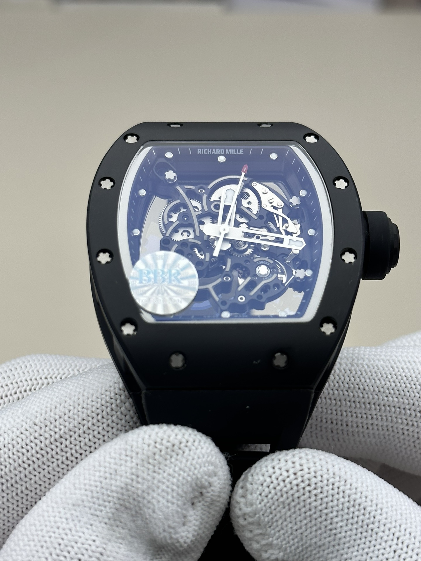 Richard Mille Bbr:rm055 V4 Original Movement, 1 Watch Case: Ceramicwatch Case,watch 2 Originalrmul2 3 Diameter:size 90x42.70 ,thickness 5 mm 4 Crystal Strap 6 Clasp:original Millerm055
