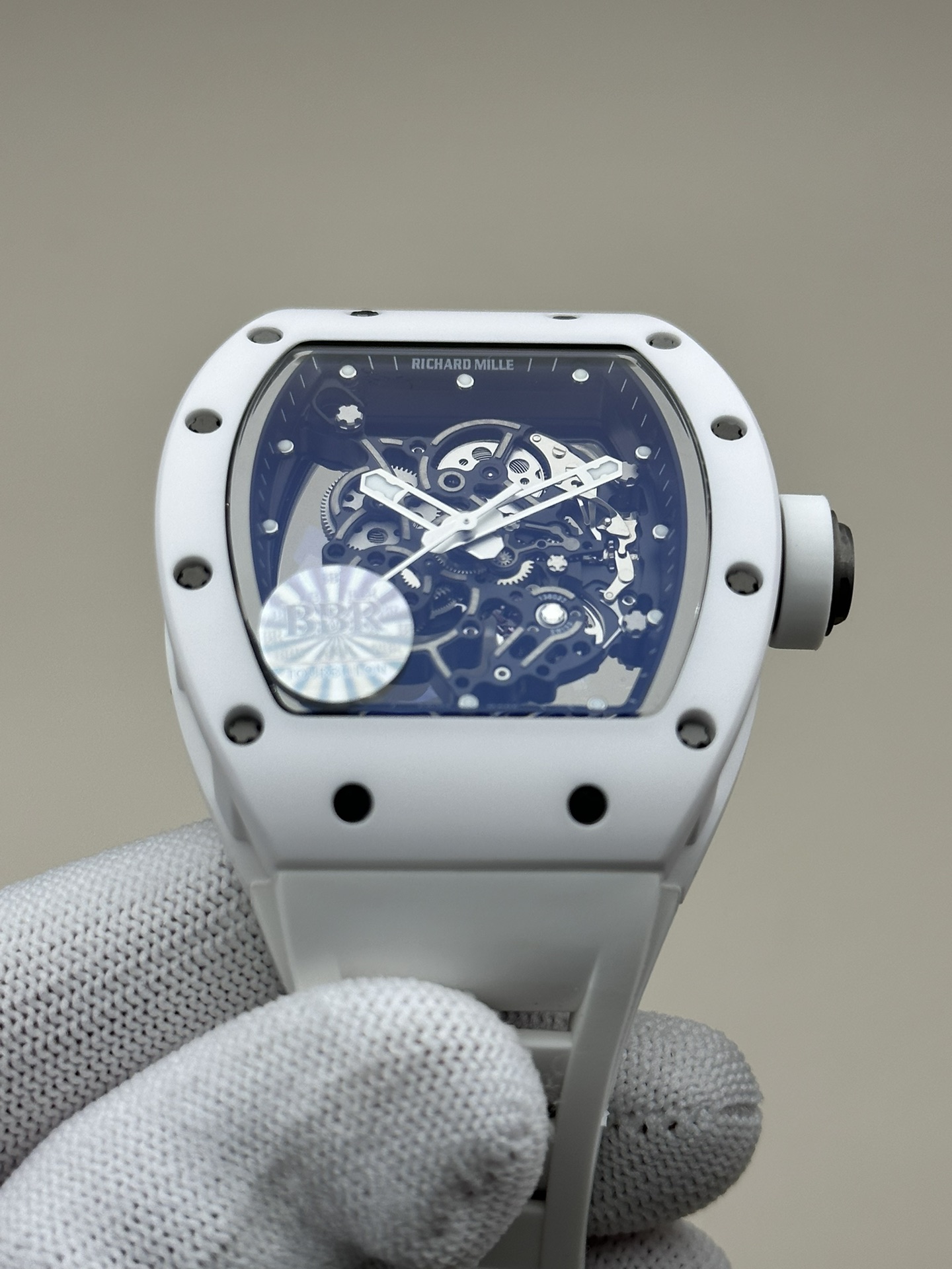 Richard Mille Bbr:rm055 V4 Original Movement, 1 Watch Case: Ceramicwatch Case,watch 2 Originalrmul2 3 Diameter:size 90x42.70 ,thickness 5 mm 4 Crystal Strap 6 Clasp:original Millerm055