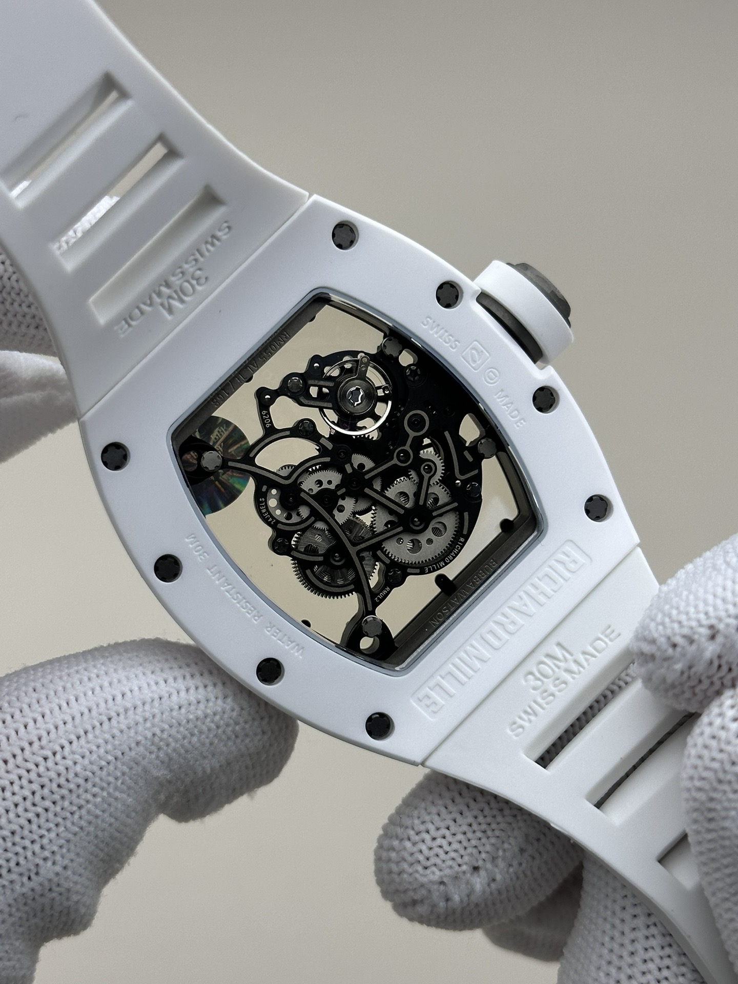 Richard Mille Bbr:rm055 V4 Original Movement, 1 Watch Case: Ceramicwatch Case,watch 2 Originalrmul2 3 Diameter:size 90x42.70 ,thickness 5 mm 4 Crystal Strap 6 Clasp:original Millerm055