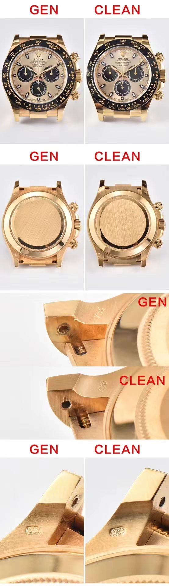 Rolex Clean /c Rolex116518 116518 Mold Opening Watch Markers Original. Case 4 750/ 116500 C Arwatch Clasp. Steel Strap