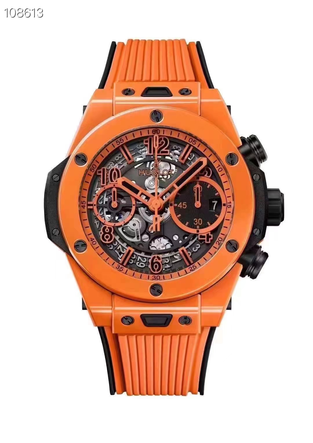 Hublot Ceramic Bbf Big Bang Unico Hub 1280 Chronographmovement 3 60 Chronograph,8 9 Watch Crystal Strap Clasp Colorful Hands 42 mm 100
