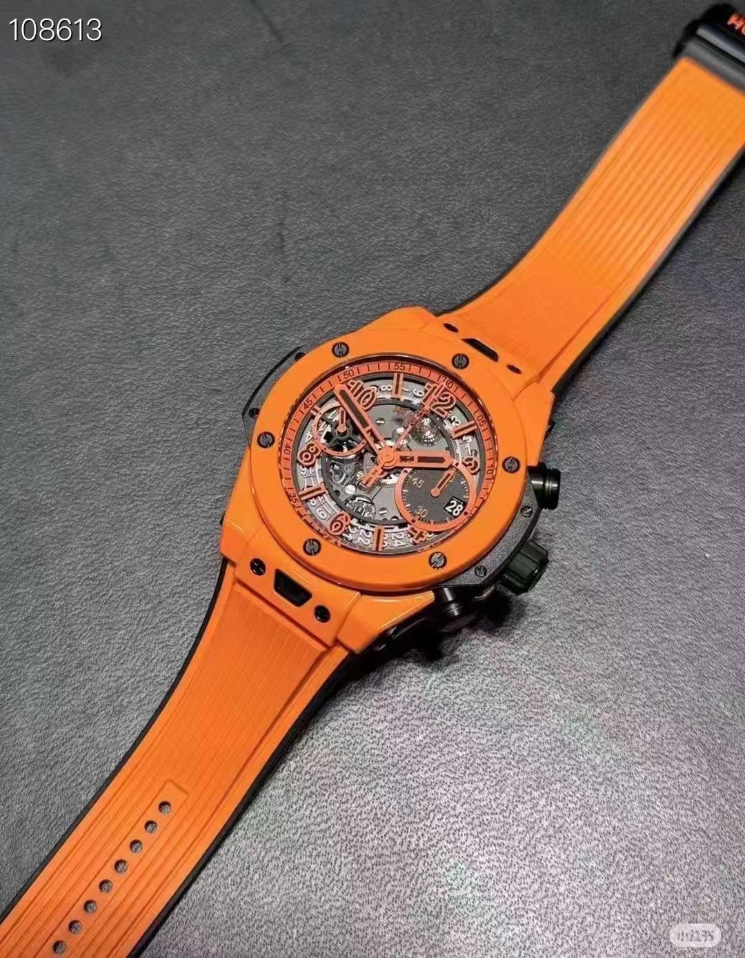 Hublot Ceramic Bbf Big Bang Unico Hub 1280 Chronographmovement 3 60 Chronograph,8 9 Watch Crystal Strap Clasp Colorful Hands 42 mm 100
