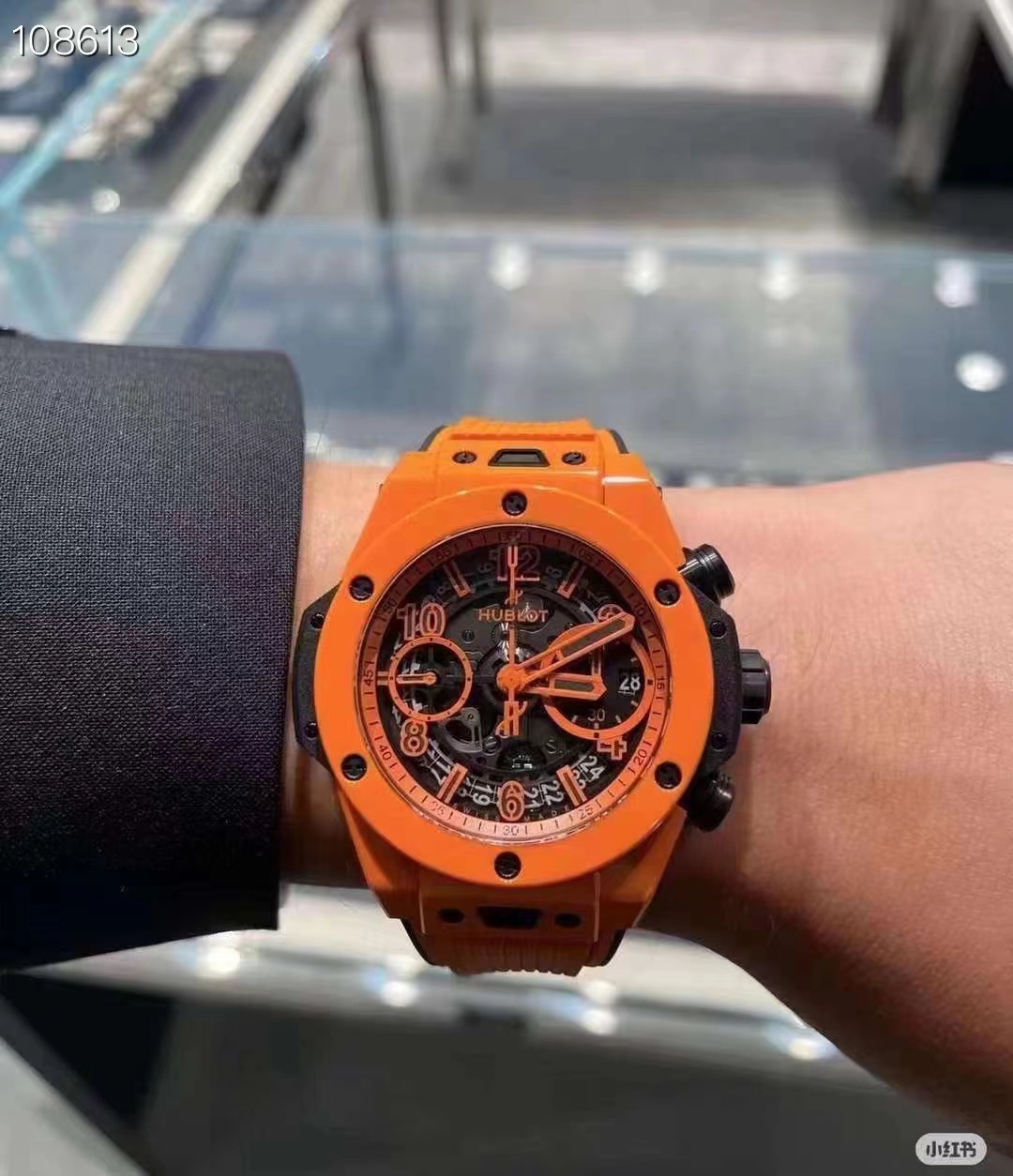 Hublot Ceramic Bbf Big Bang Unico Hub 1280 Chronographmovement 3 60 Chronograph,8 9 Watch Crystal Strap Clasp Colorful Hands 42 mm 100