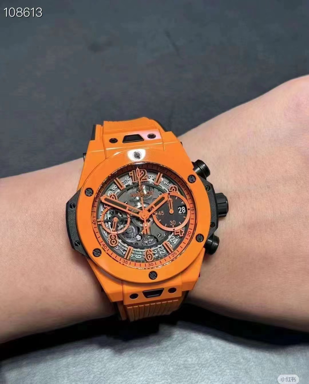 Hublot Ceramic Bbf Big Bang Unico Hub 1280 Chronographmovement 3 60 Chronograph,8 9 Watch Crystal Strap Clasp Colorful Hands 42 mm 100