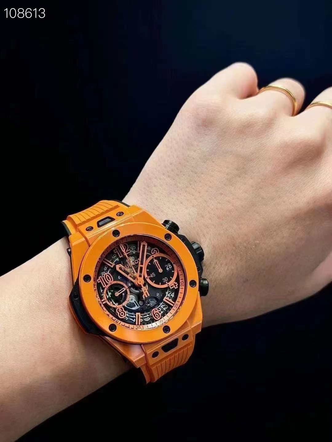 Hublot Ceramic Bbf Big Bang Unico Hub 1280 Chronographmovement 3 60 Chronograph,8 9 Watch Crystal Strap Clasp Colorful Hands 42 mm 100