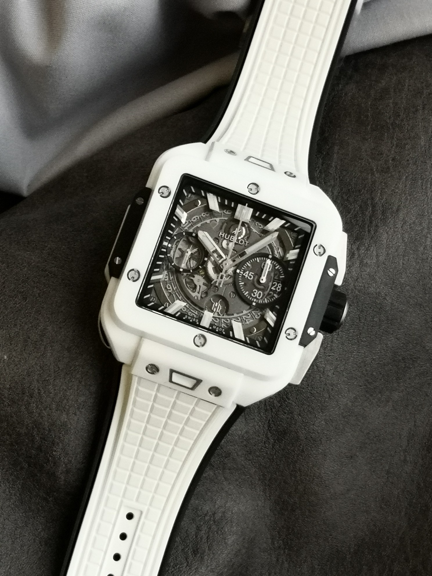 Hublot Bbf Hublothublot Square Bang Unico C Ceramic Big Watch Strap Hub1280 movement 6 Chronograph Dial Colorful Hands 42mm