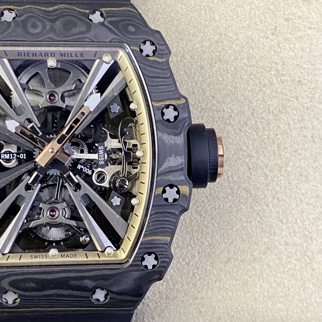 Richard Mille Richardmille Rm12-01 Watch Case Gold Carbon Tpt Manual Windingmovement, Rm12-01 Movement