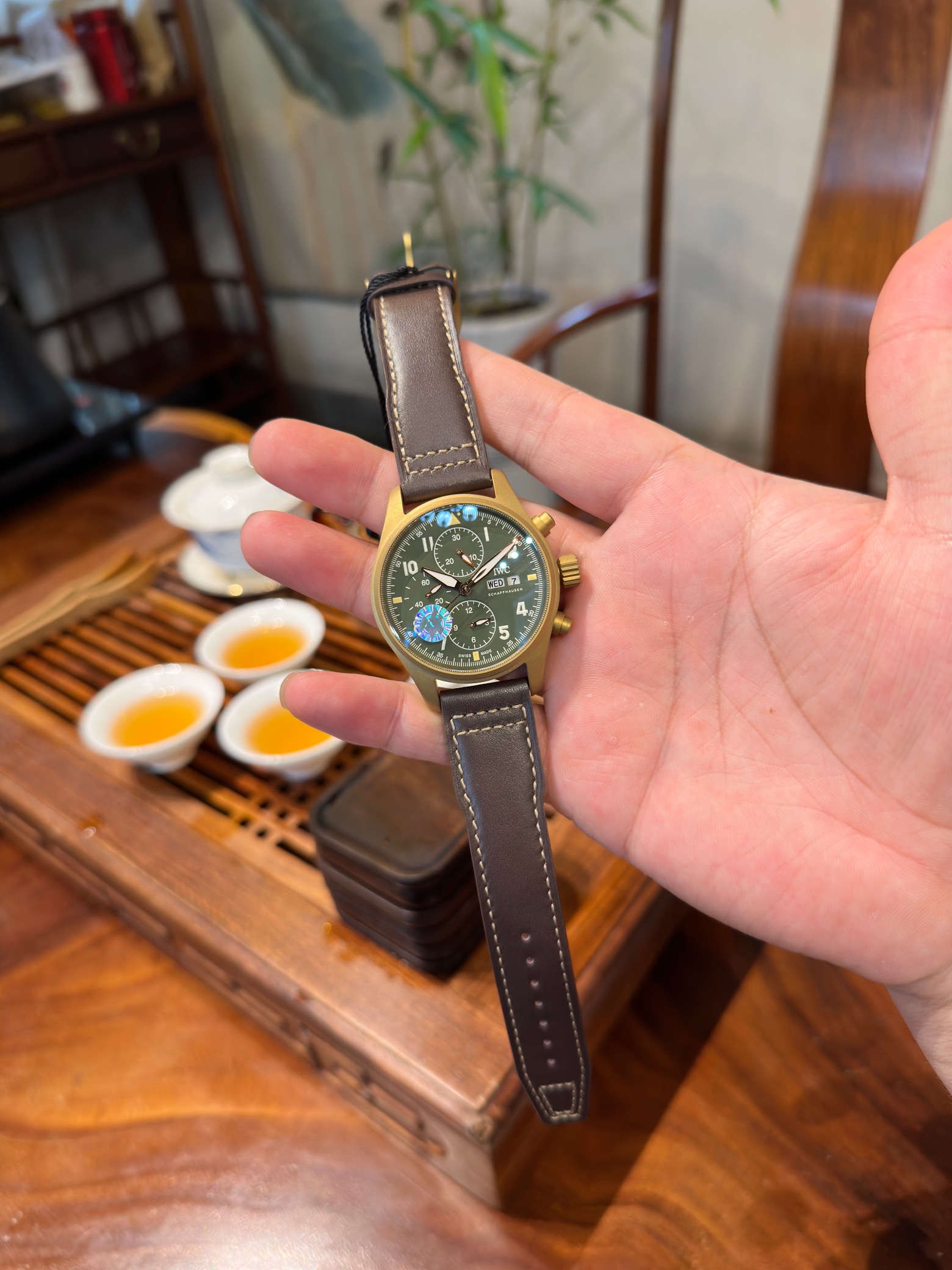 Iwc Iwciwc Chronograph Watch Case Size41 mm x15.3 Original ,movement 7750 Strap Iwc--iw387902