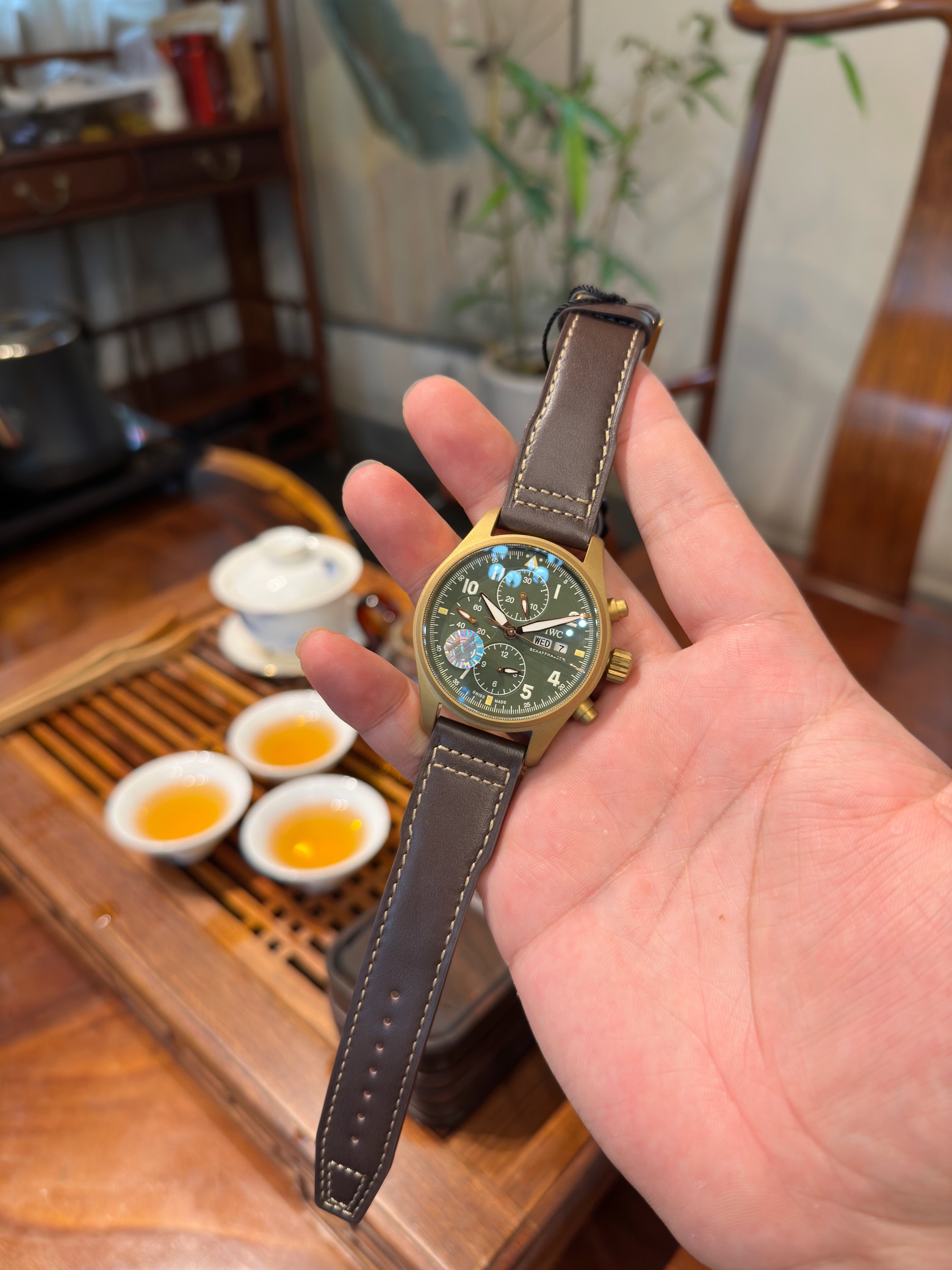 Iwc Iwciwc Chronograph Watch Case Size41 mm x15.3 Original ,movement 7750 Strap Iwc--iw387902