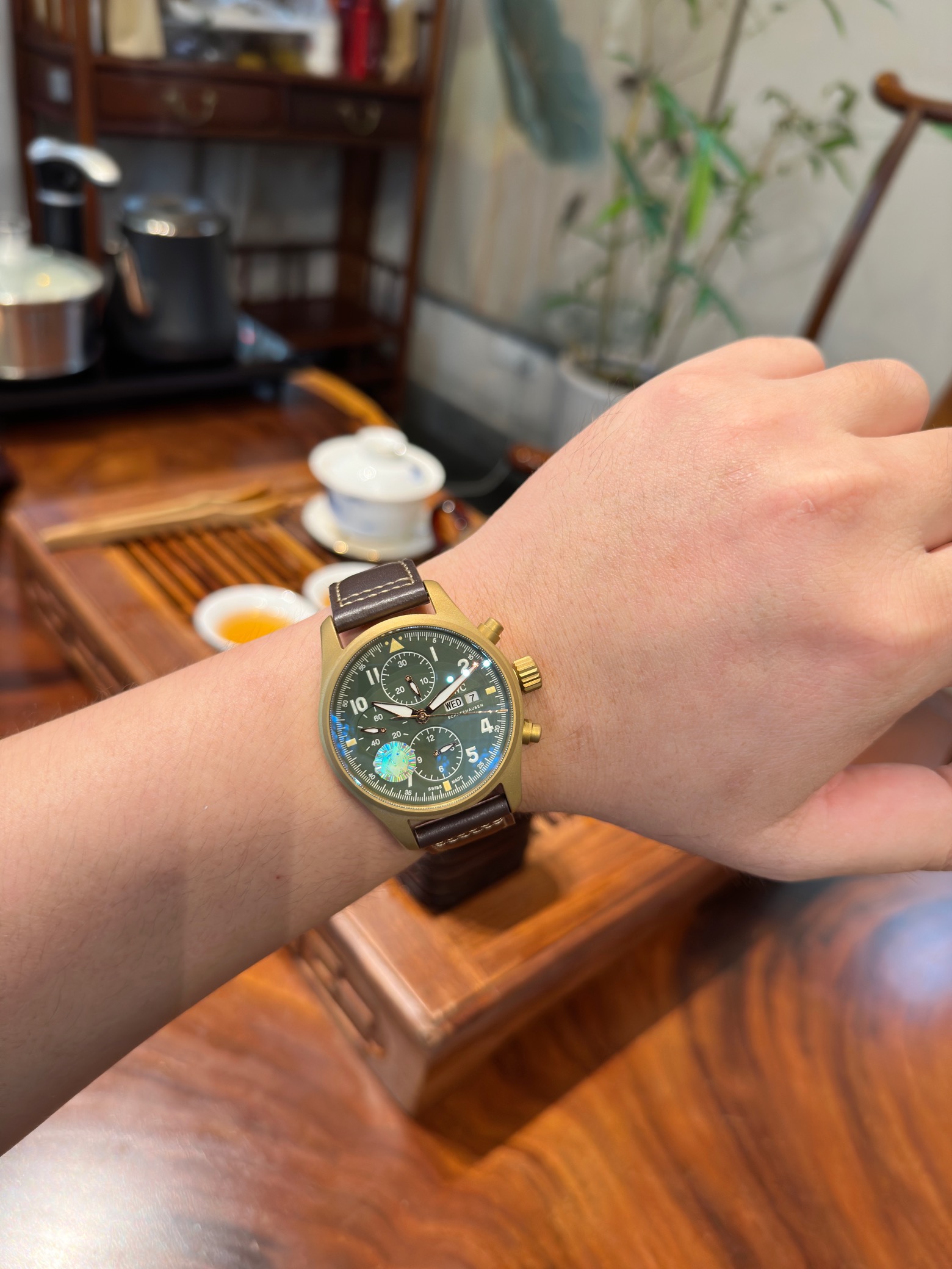 Iwc Iwciwc Chronograph Watch Case Size41 mm x15.3 Original ,movement 7750 Strap Iwc--iw387902