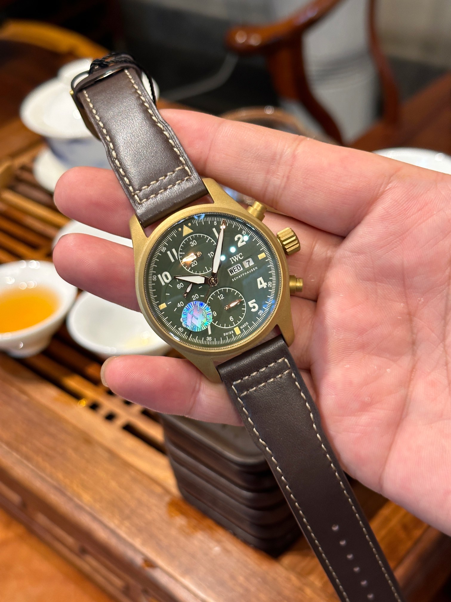 Iwc Iwciwc Chronograph Watch Case Size41 mm x15.3 Original ,movement 7750 Strap Iwc--iw387902