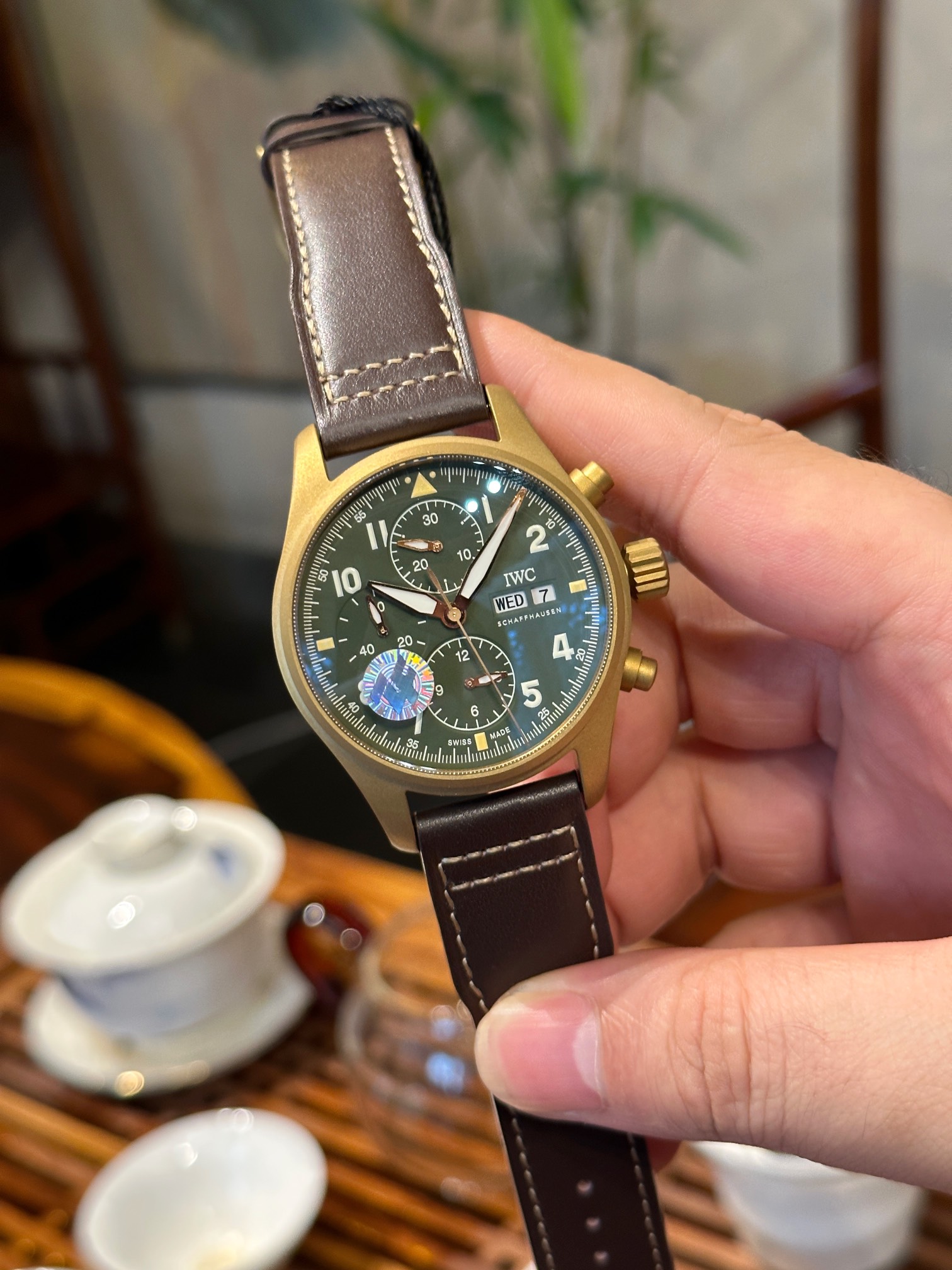 Iwc Iwciwc Chronograph Watch Case Size41 mm x15.3 Original ,movement 7750 Strap Iwc--iw387902