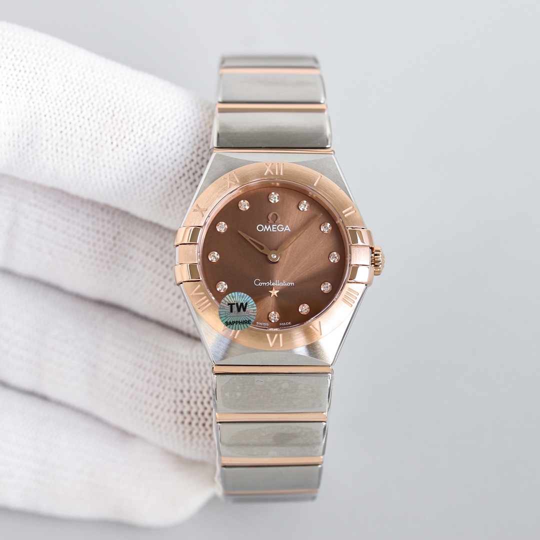 Omega Tw 28 mm quartz Original Mold Opening. 1 Movement 2quartz 3watch Strap Logo 18k 4watch Case ,waterproof 5 6 Air 7