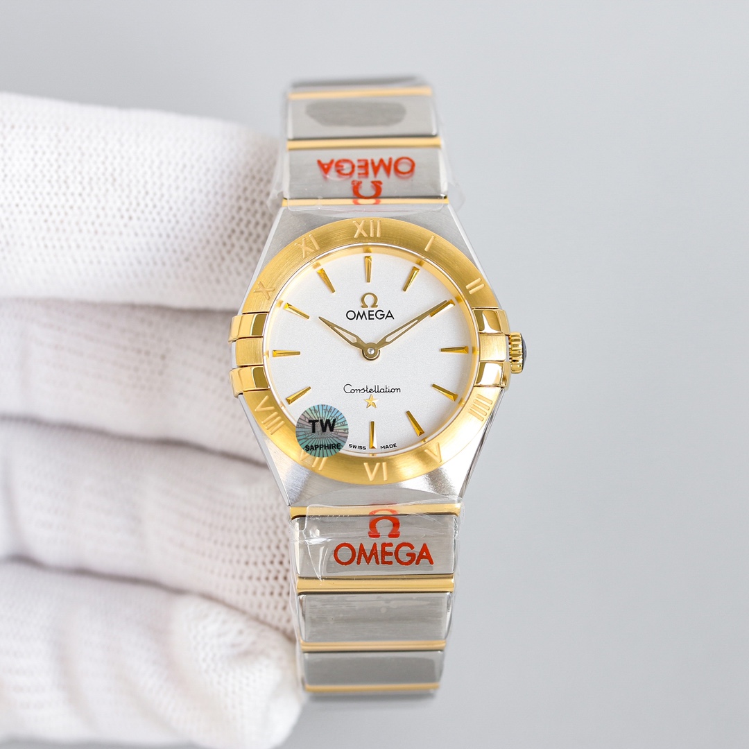 Omega Tw 28 mm quartz Original Mold Opening. 1 Movement 2quartz 3watch Strap Logo 18k 4watch Case ,waterproof 5 6 Air 7
